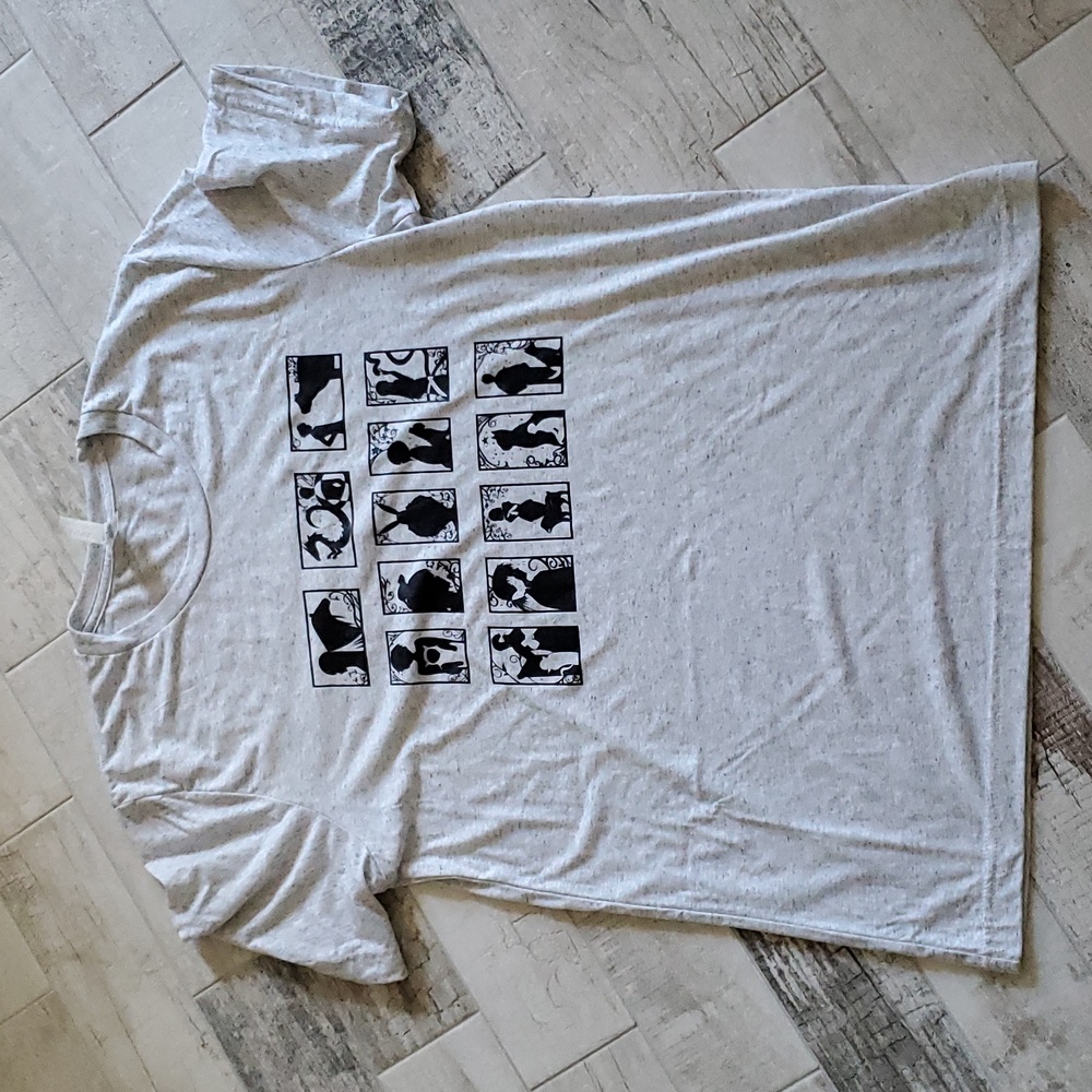 NWOT Men's Size Large Chinese Zodiac Fruits Basket Gray White T Shirt